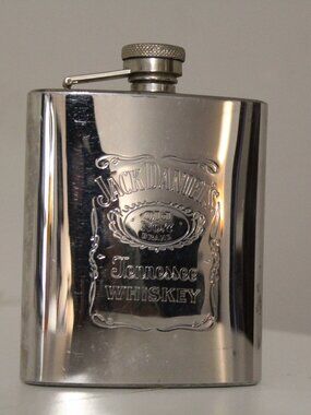 Vintage 2001 Jack Daniel's No. 7 Tennesse Whiskey Stainless Steel Hip Flask 7 Oz